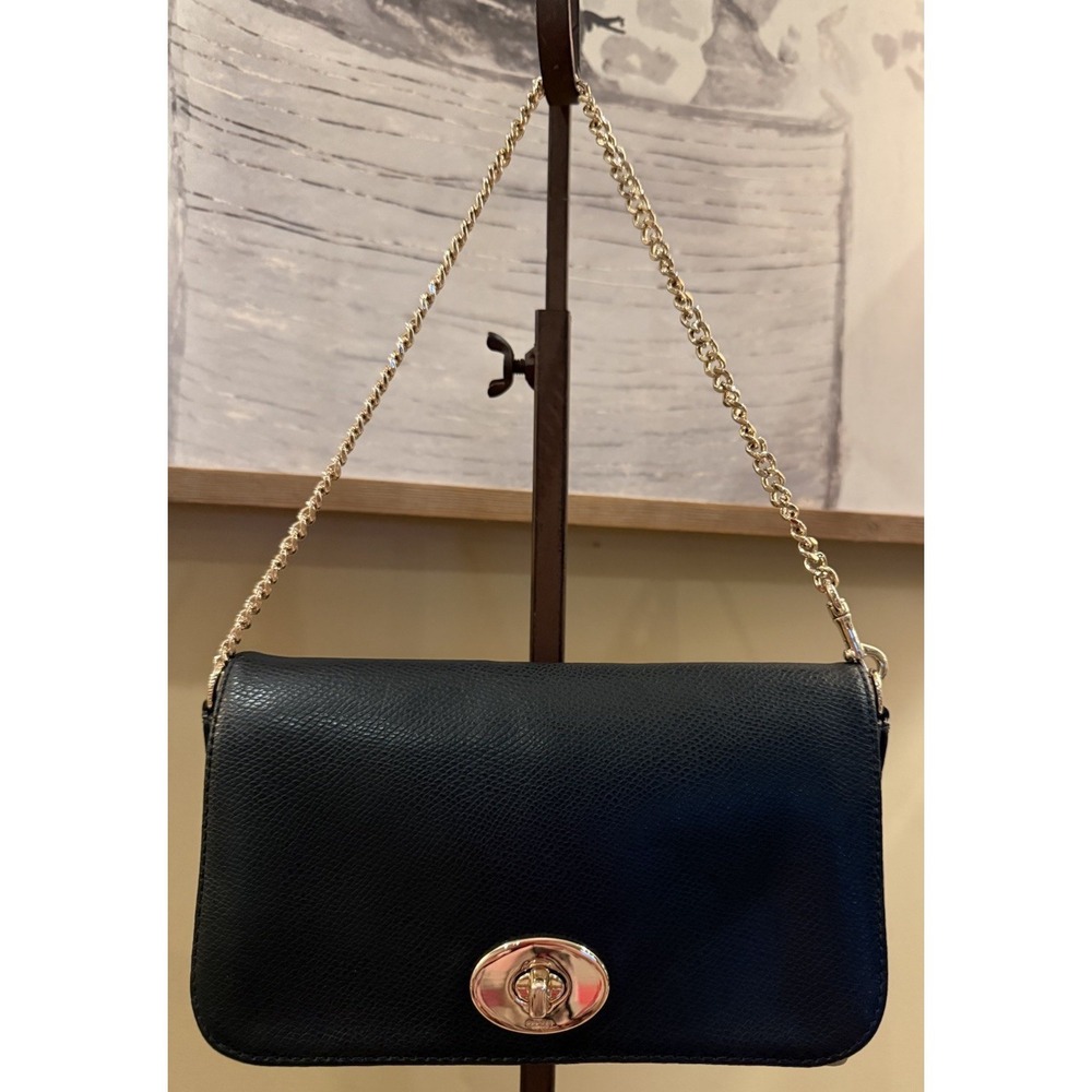 Coach Mini Ruby 2‎ Way Crossbody Chain Shoulder Bag Black Turnlock